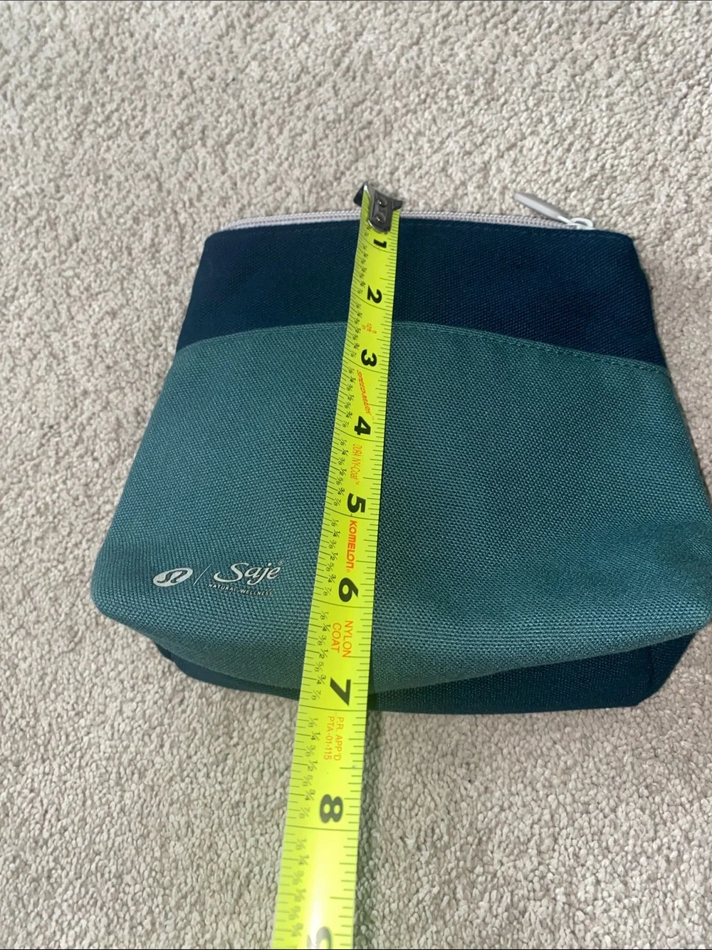 Lululemon x Saje Wellness canvas zipper pouch in green and blue‎